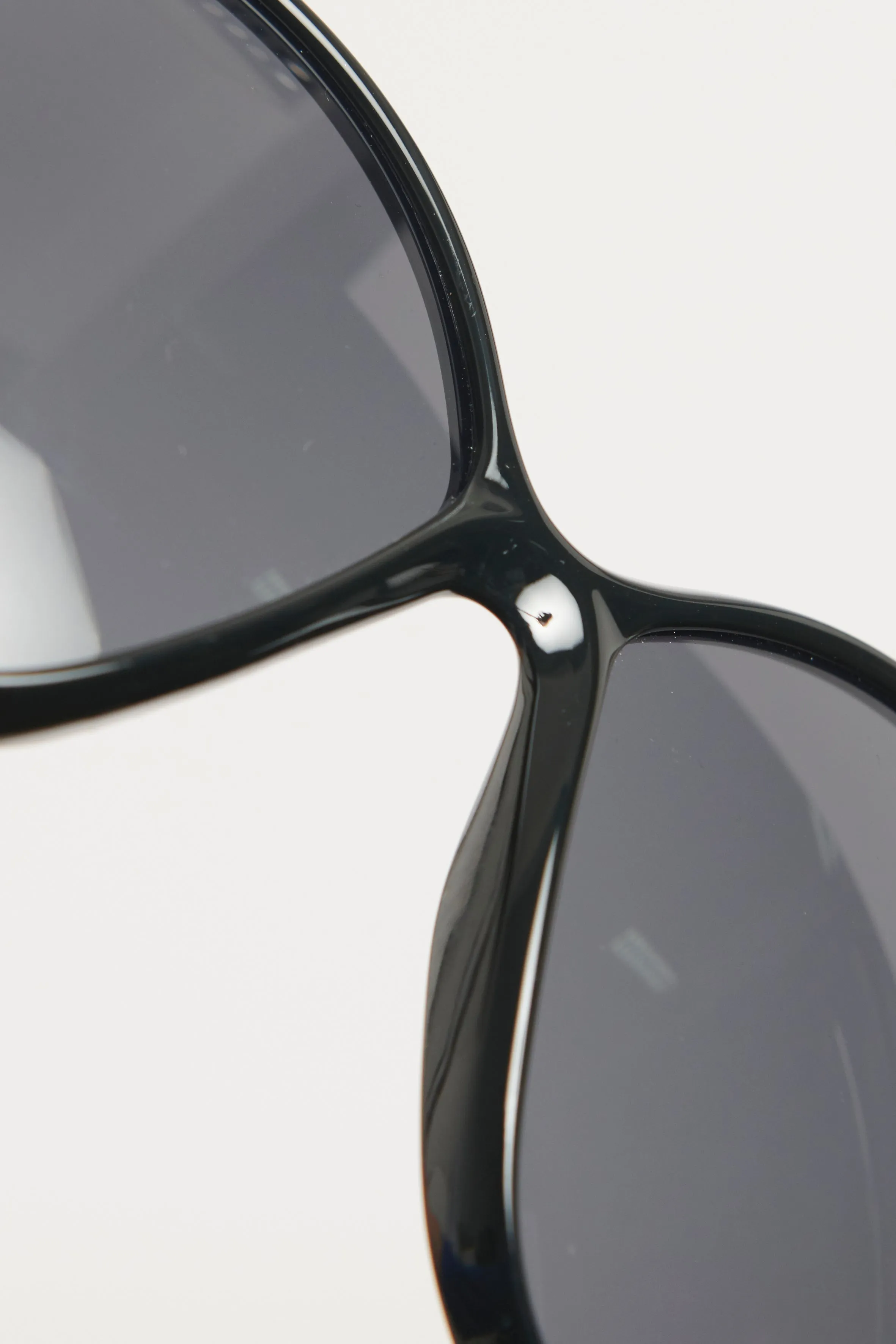 Black Acetate Oversized Preowned Sunglasses With Silvertone Logo At Arms