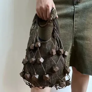 TAVIMART  -  Handmade Rattan Woven Shoulder Bags Large Capacity Straw Bag Bohemian Casual Travel Handbag Totes Summer Beach Bags