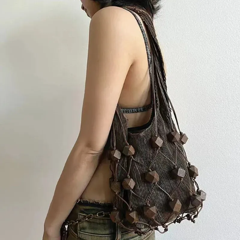 TAVIMART  -  Handmade Rattan Woven Shoulder Bags Large Capacity Straw Bag Bohemian Casual Travel Handbag Totes Summer Beach Bags
